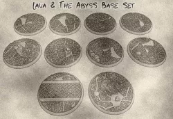32mm Lava and The Abyss Bases (x12) - Dark and Evil Themed Set for Dungeons & Dragons, Pathfinder, Warhammer and more games.