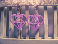 Pentagram Heart Earring Charms