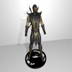 Scorpion figure from Mortal Kombat 9 with Logo