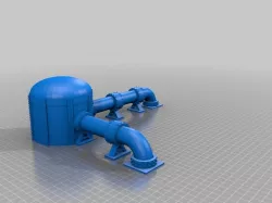Gas Towers and Domes for Sci-fi Modular pipe network for wargaming scenery 