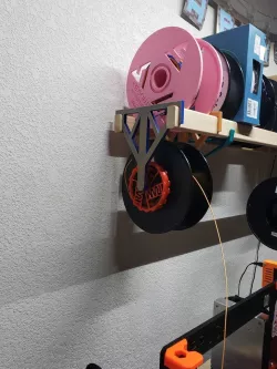 Auto-Rewind spool holder hanger for 1x2 wood spool shelves (3D Printing Nerd shelves)