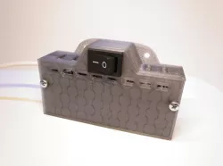 Battery case 18650 with room for charger and step-up converter