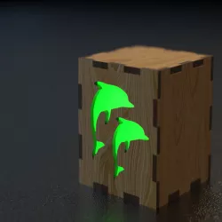 Laser Cut LED Dolphin Cube