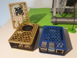Raspberry Pi 4 case with break-out GPIO tab + fan versions