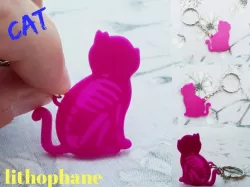 Cat skeleton keychain lithophane