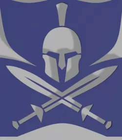 Helmet and sword stencil