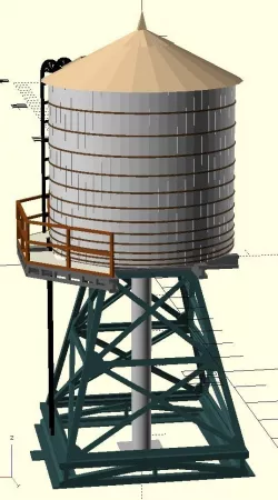 Rooftop Water Tank Model (printable/customizable)
