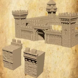 Medieval tabletop kickstarter, wallpack sample, medieval interlockable castle wall