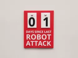 Robot attack safety counter sign with tags