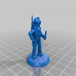 28mm Sci Fi Deep Sea Diver with Harpoon Gun & Knife