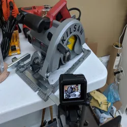 Circular saw rip fence GoPro mount