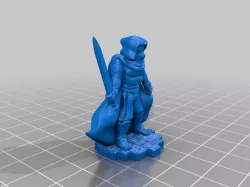 Cloaked Bandit with Sword - Tabletop miniature - Support Free