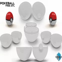 Pokemon Pokeball - 5 Parts - Fully Opens