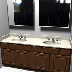 Bathroom Vanity Sink and Light Fixture 3D model
