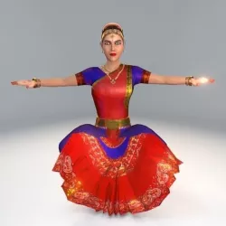 Bharatanatyam Dancer Female Rigged Low-poly  3D model