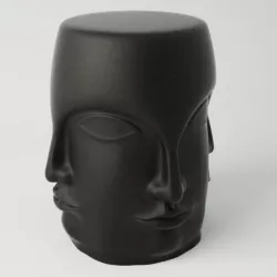 Black Carved Faces Garden Stool 3D model