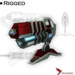 Blaster cannon 03 sci-fi low poly Rigged Low-poly  3D model