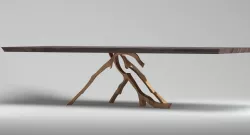 Brown Metal & Matt Glass Dinning Table  3D model