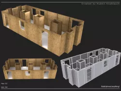 construction site level and modular elements Low-poly  3D model