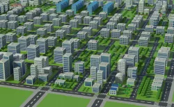 Down town city scape Low-poly  3D model