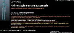 Female Anime Style Basemesh Low-poly  3D model