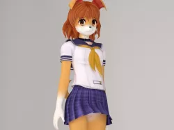 Inuko anime creature pose 01 3D model