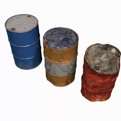 Low Poly 55 Gallon Drums Low-poly  3D model