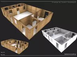 low poly construction site level with modular assets Low-poly  3D model