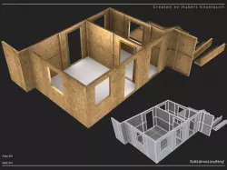 modular construction site and wall partitions Low-poly  3D model