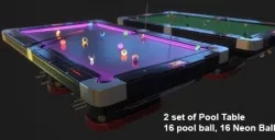 Neon Pool Table and Stylish Pool Table Low-poly  3D model