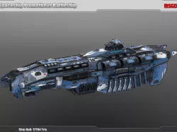 Spaceship Battleship Prometheus Low-poly  3D model