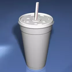 Styrofoam Cup with Plastic Lid and Straw 3D model