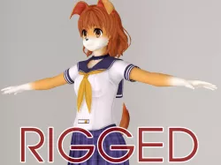 T pose rigged model of Inuko anime creature 3D model