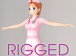 T pose rigged model of Yori anime girl 3D model