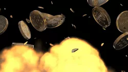The explosion of gold coins Low-poly  3D model