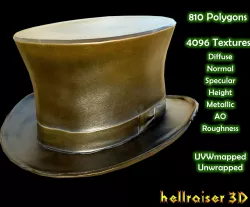 Top Hat - PBR - Textured Low-poly  3D model