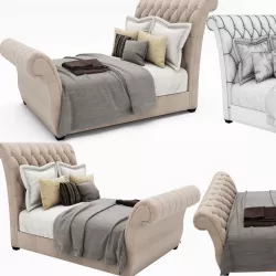 Waverly Taupe King Upholstered Sleigh Bed with Button Tufted  3D model