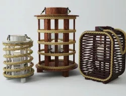 Wood and Rope Lanterns 3D model