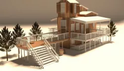 Wooden House Achitechture Low-poly  3D model