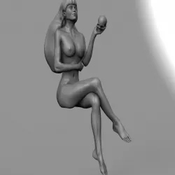 Sitting Lady with skull (NSFW)
