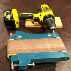 Belt Sander Using Drill with Foot Pedal - UPDATED
