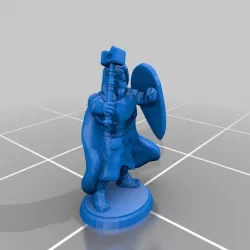 Male dwarf cleric with hammer and shield