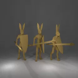 Rabbit Miniatures with spear and shield