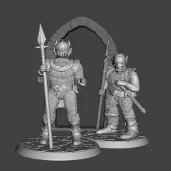 28mm Miniature Black Town / City Guard - Orc / Goblin in Armour