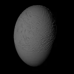 Oberon with approximate topography scaled one in ten million