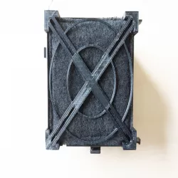 Holder to mount carbon filter to Dell computer fan