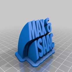Max & Isaac Sweeping 2-line name plate (text)