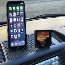 VW T5 Dashboard iPhone 11 Pro holder with charger and parking card slot