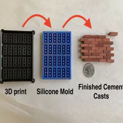 Miniature brick model for creating a silicone mold to cast resin or cement bricks
