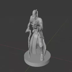 Old Elven Wizard holding a Fireball